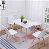 H.J WeDoo Set Tavolo da Pranzo e Sedie - Moderno Tavolo da Pranzo Rettangolare in MDF 110 cm con 4 Sedie Adatto per Sala da Pranzo, Cucina, Soggiorno, Bianco