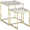 FineBuy Tavolini da Soggiorno Aspetto del Marmo Tavoli per Salotto Bianca e Oro | Set di Tavolino Basso Quadrato Moderno | Tavolinetti da caffè Piccolo