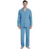 GLOBAL Pigiama da Uomo Lungo Cotone Nightwear Set Manica Lunga Camicia con Tasca Pigiama Pantaloni Due Pezzi Set Nightwea Nero L