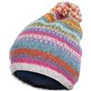 Pachamama Berretto da donna in lana con pompon foderato a mano a pois a righe multicolore, taglia unica, fatto a mano, extra caldo, commercio equo e solidale, multicolore, Taglia unica