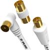 G-PLUG 15m Cavo Antenna TV Coassiale Angolo Retto con Adattatore Femmina-Femmina - IEC RF Maschio-Maschio - Connettori Placcati Oro - Per TV/Decoder, DVB-T/T2, Radio FM/DAB