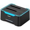 Inateck Docking Station RGB SATA a USB 3.0 per Hard Disk con Clonazione Offline, per HDD e SSD SATA da 2,5 e 3,5 Pollici, Supporta UASP, SA02004