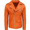 Evoga Giubbotto Giacca Uomo Chiodo Slim Fit in Ecopelle Giubbino Bomber Moto (Arancio Camel, S)