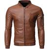Xmiral Capispalla Uomo Giacca in Pelle Autunno Inverno Motociclista Moto Cerniera Cappotto Casual (XL,5- Marrone)