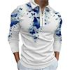 KETAFOUND Polo da Uomo con Colletto A Polo - Manica Lunga con Stampa A Farfalla Polo da Uomo Basic con Zip E Bavero Top da Golf, T-Shirt Sportiva Casual Bianco L
