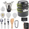 EHIOG kit Campeggio,Pentole Campeggio,Gavetta,Campeggio Accessori,Padella Pentola Portabile per Picnic Campeggio Trekking Escursione 1-2 Persone,Cucchiai, Coltelli da Tavola, Forchette in Acciaio Inox