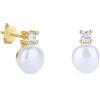GAVU Orecchini Punto Luce Donna, Orecchini Donna Argento 925 Placcato Oro 14K con Perla di Acqua Dolce e Diamante di Zirconia Cubica