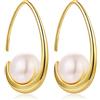 Miaofu Perle orecchino Con Pere Di Diamante Oro Bianco, Goccia Argento, Cerchio Perle Argento