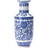 KuJaRen, Vaso blu e bianco per arredamento domestico, in stile cinese, in porcellana blu e bianca, per casa, soggiorno, libreria, camino, centrotavola, 25,4 cm