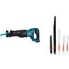 Makita DJR187 ZK Sega circolare a batteria 18 V/50 AH in valigetta, Blu/Nero + Makita seghetto alternativo set - 1 Piece, P - 83945