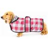 Geyecete-Cappotto Cane Impermeabile,Cappotto Bassotto,Bassotto Impermeabile Giacca con Regolabile Cintura,riflettuto Bassotto Giacca per piccola media Cani-Rosa Quadri -M