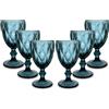 ARCA, Set di 6 Calici in Pasta di Vetro, per 6 Persone, Bicchieri Ideali per la Tavola, Resistenti e Duraturi, Lavabili in Lavastoviglie, Collezione Melody, Colore Blu, 330 ml
