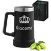 Maverton Boccale birra termico per campeggio 700ml - Tazza personalizzata da camping in acciaio inox - Bicchiere termico nero - Idee regalo uomo compleanno - Regali uomo - Campeggio accessori utili