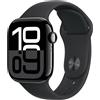 APPLE Watch Series 10 GPS 42mm in alluminio color Jet Black con cinturino Sport nero - S/M