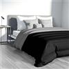 LARA MORADA-Trapunta/Piumone Letto Singolo, 165x250 cm Extra Caldo Tinta Unita, Jacquard Double-Face, 100% Made in Italy, Morbida Microfibra 300 g/mq, Nero/Grigio
