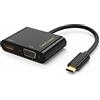 CableCreation USB-C USB Tipo C Maschio a VGA + HDMI (4 K * 2 K, 30HZ) Femmina Adattatore HUB (modalità DP Alt), per i Nuovi MacBook (PRO)/Chromebook Pixel/dell XPS 13/Yoga 910/Asus Zen AIO, Nero