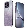 WBWONE Glitter Cover per Huawei Honor X8a, Bordo Elettroplaccato, Custodia Morbida con Adesivi Scintillio, Anti-Graffio Case - Viola