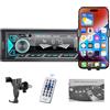 LSLYA Autoradio 1 Din, Autoradio Stereo con Bluetooth con Controllo App con Supporto per Telefono, Supporta FM/ MP3/7 Luci Colorate/AUX/TF/USB.