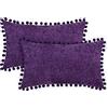 CaliTime Confezione da 2 federe per cuscini in morbida ciniglia, tinta unita, con pompon, per divano, decorazione della casa, 30 x 50 cm, viola