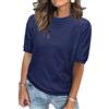 Totatuit Maglione da Donna Maglione a Maniche Corte Tinta Unita T-Shirt Girocollo Casual Lavorato a Maglia Top Ampio Stretch Maglione Elegante e Chic Adatto Autunno Primaver