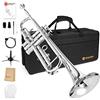 Vangoa Tromba Standard Bb Set per Principianti, Strumento Tromba Studente in Ottone, D'argento
