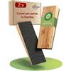 LouMaxx Fermaporta a Pavimento, in Legno di Bambù, Set 2 Pezzi, Blocca Porta Legno, a Forma di Cuneo.
