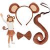EUPSIIU 3 Pezzi Costumi da Scimmia Carino Costume Animale Orecchie di Scimmia Fascia Coda Lunga Scimmia Papillon, Scimmia Cosplay per Bambino Fancy Dress Halloween Carnevale Festa Costume (Scimmia)