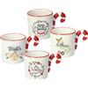 Tognana Candy Cane, 4 mug cc 320, stoneware, rosso