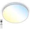BRILONER - Plafoniera LED con telecomando, da bianco caldo a bianco freddo, dimmerabile in continuo, lampada LED, plafoniera LED, 33 x 6 cm, cromo opaco