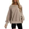 Generico Felpa Donna Senza Cappuccio Lunga Casual Maglioni Donna Oversize Sportiva Classica Tops Donna Manica Lunga Semplice Vintage Cappotto Donna Invernale Caldo Moda Loose Tinta Unita (Khaki, XL)
