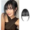 FFWTPY Extension Capelli Veri Clip Frangetta Finta Sintetica Naturale con Fringe Hairpiece Frontale Frangia Extensions Fascia Air Bangs per Donne (Nero)