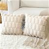 Artscope 2 Pezzi Natalizio Federe in Lana Corta Velluto Copricuscini Morbido Decorativo Fodere per Cuscino Lusso Stile per Divano Camera da Letto Albero di Natale Beige 60x60 cm
