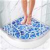 MACUNIN Tappetino da doccia antiscivolo, 70 x 70 cm, morbido e confortevole, con fori di drenaggio, tappetino massaggiante in luffa in PVC, blu, rettangolare