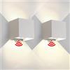 wisdom line 2 Pezzi Applique da Parete Esterno/Interno con Sensore di Movimento e Crepuscolare LED Cubo IP65 Impermeabile Lampada da Esterno Moderne Applique Quadrata Angolo del Fascio Regolabile Bianco 12W 4000K