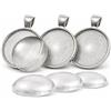 Perlin - Set di 4 ciondoli in metallo, vetro tondo trasparente cabochon da 30 mm, design accurato, set per fai da te