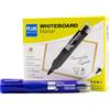 Plus Office - 12 pennarelli per lavagna bianca con inchiostro liquido ricaricabile, punta da 2 mm, ideali per scrivere su vetro, lavagna bianca e altre superfici lisce, inchiostro cancellabile (blu,