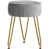IBUYKE Poggiapiedi Rotondo in Velluto, Sgabello Ottomano, Tavolino da Trucco, Sedile da Toeletta, Pouf Divano con Gambe in Acciaio Oro, Blu L/G-30G