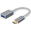 CableCreation Adattatore USB C (OTG), 0.15m USB Tipo C a USB 3.0 A Femmina, Cavo OTG USB C, Compatibile con MacBook (Pro), Dell XPS 13/15, Huawei P20 / P30(Pro), Honor 8/9, OnePlus 6T ecc, Grigio