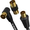 G-PLUG 10m Cavo Antenna TV Coassiale Angolo Retto con Adattatore Femmina-Femmina - IEC RF Maschio-Maschio - Connettori Placcati Oro - Per TV/Decoder, DVB-T/T2, Radio FM/DAB