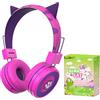 JYPS Cuffie Bluetooth Bambina, Dinosauro/Orecchie di Gatto Cuffie Bambini con Microfono, Bambina Cuffie Wireless Senza Fili Stereo per iPad/Tablet/Scuola, Musica Cuffie over-ear per Ragazze