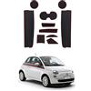 CDEFG Tappetino Antiscivolo Antipolvere Antigraffio Compatibile con Fiat 500 / Abarth 595 Tappetini in Gomma Portabicchieri per Interni Auto Accessori