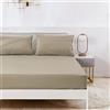 Jemiipee Lenzuola con Angoli in Tinta Unita, Letto Matrimoniale 150x200 cm - Lenzuola Sotto con Angoli Transpirante e Lavabile in Microfibra Morbida, Cachi