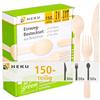 HEKU be green - Set di posate usa e getta, 150 pezzi, in legno di betulla, 50 coltelli (16,5 cm), 50 forchette, 50 cucchiai (15,7 cm), compostabili, realizzati con materie prime rinnovabili e