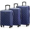 WITTCHEN Valigia da viaggio Bagaglio a mano Valigia da cabina Valigia rigida in ABS con 4 ruote girevoli Serratura a combinazione Maniglia telescopica Classic Line Set di 3 valigie Blu