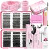 DNSGOOR Kit di Estensione Ciglia 590Pcs Ciglia con Lash Bond and Seal,Rimuovi Ciglia,Shampoo per Ciglia Fasce da Polso per Capelli Spazzola di Pulizia Pinzette Pennello Mini Applicatore (LASH01)
