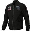 Duohropke Bomber da uomo, leggero, sottile, per le mezze stagioni, casual, per il tempo libero, giacca militare americana, con colletto alto, autunno, primavera, Nero , XXL