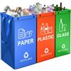 KAOHONG Borse Raccolta Differenziata 3 confezioni Raccolta Differenziata Interno con maniglia Set Pattumiera in Colore di Riciclaggio per di Carta, Plastica e Vetro