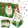 XJLANTTE 4 decorazioni per tovaglie natalizie per feste - Tovaglia rettangolare di plastica usa e getta di Babbo Natale di Buon Natale, 51 x 86,6 pollici (Verde)