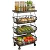 Baotkere Cestini di filo metallico con ruote, scaffale dell'organizzatore della cucina 4 Tier impilabili contenitori di stoccaggio frutta