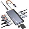 NOVOO USB C Hub 10 in 1 Type C Multiport Adapter, USB C Docking Station with Dual HDMI 4K, Gigabit Ethernet, PD 100W, 3*USB-A&USB-C 3.0, SD/TF Card Reader for MacBook Pro/Air/Dell/HP